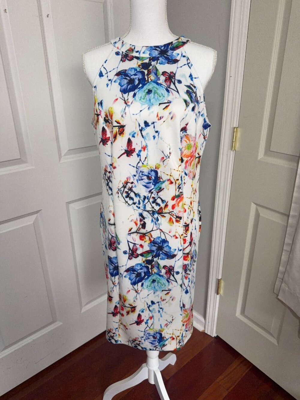 Venus Floral Sheath Dress XL Watercolor Print Sleeveless Midi Career Cocktail